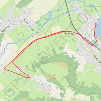 Itinéraire Base de voile-Chariez, distance, dénivelé, altitude, carte, profil, trace GPS