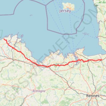 Itinéraire J3 Pontorson-Beg, distance, dénivelé, altitude, carte, profil, trace GPS