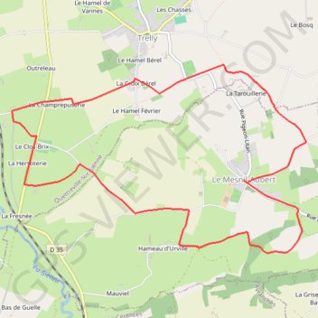 Itinéraire La Rue Cavée - Le Mesnil-Aubert, distance, dénivelé, altitude, carte, profil, trace GPS