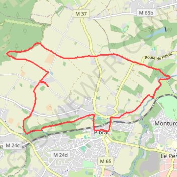 Itinéraire Autour de Pibrac, distance, dénivelé, altitude, carte, profil, trace GPS