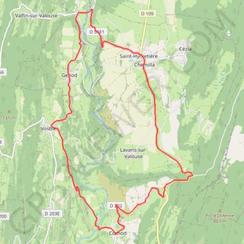 Itinéraire Vallée de la Valouse - Saint-Hymetière, distance, dénivelé, altitude, carte, profil, trace GPS