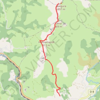 Itinéraire Les crêtes de l'Haltzamendi depuis Ossès, distance, dénivelé, altitude, carte, profil, trace GPS