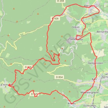 Itinéraire hohwald 47 - 1000, distance, dénivelé, altitude, carte, profil, trace GPS