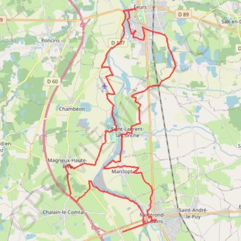 Itinéraire Du Barrage de Villerest au Barrage de Grangent en 10 boucles - Pont de Feurs - Pont de Montrond-les-Bains, distance, dénivelé, altitude, carte, profil, trace GPS