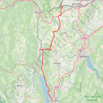 Itinéraire Sur les pas des Huguenots : de Aix-les-bains à Chancy, distance, dénivelé, altitude, carte, profil, trace GPS