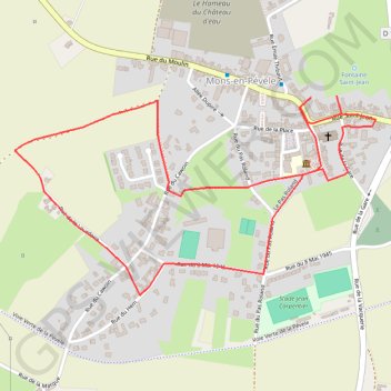Itinéraire Autour des Voyettes - Mons-en-Pévèle, distance, dénivelé, altitude, carte, profil, trace GPS