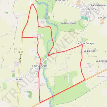 Itinéraire Chévreville, distance, dénivelé, altitude, carte, profil, trace GPS