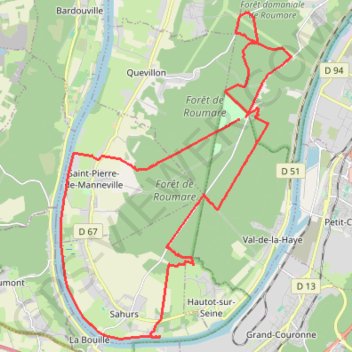 Itinéraire Canteleu, forêt et rive, distance, dénivelé, altitude, carte, profil, trace GPS