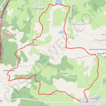 Itinéraire Charbonnières-les-Varennes, distance, dénivelé, altitude, carte, profil, trace GPS