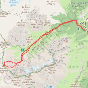 Itinéraire Aiguille de Bérard, distance, dénivelé, altitude, carte, profil, trace GPS