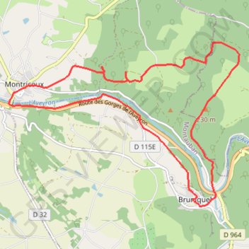 Itinéraire Bruniquel, distance, dénivelé, altitude, carte, profil, trace GPS
