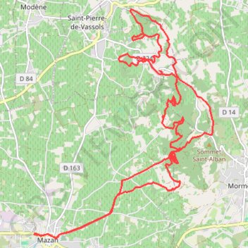 Itinéraire Entre Mazan et Saint Pierre de Vassols, distance, dénivelé, altitude, carte, profil, trace GPS