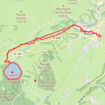 Itinéraire Balade besse pavin, distance, dénivelé, altitude, carte, profil, trace GPS