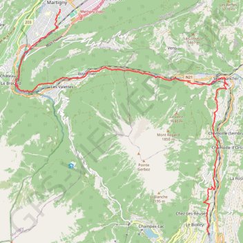 Itinéraire Artigny à Orsières, distance, dénivelé, altitude, carte, profil, trace GPS