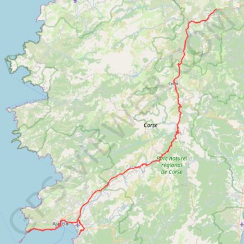 Itinéraire J1 de Bastia à Ajaccio, distance, dénivelé, altitude, carte, profil, trace GPS
