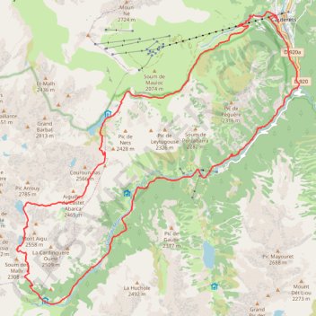 Itinéraire Cauterets ilhéou mercadau, distance, dénivelé, altitude, carte, profil, trace GPS