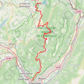 Itinéraire Chartreuse Grenoble-Aiguebelette, distance, dénivelé, altitude, carte, profil, trace GPS