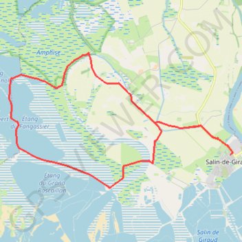 Itinéraire Circuit des flamants roses et du sel, distance, dénivelé, altitude, carte, profil, trace GPS