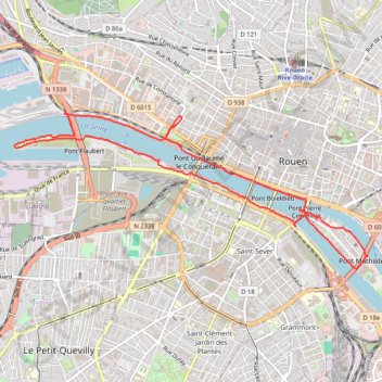 Itinéraire Le Pont Flaubert, distance, dénivelé, altitude, carte, profil, trace GPS